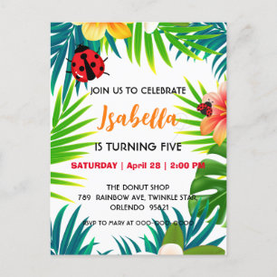 Cute red Polka dot Ladybug summer jungle Birthday Briefkaart