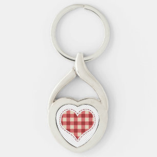 Cute Red Pset Heart en Stippen Sleutelhanger