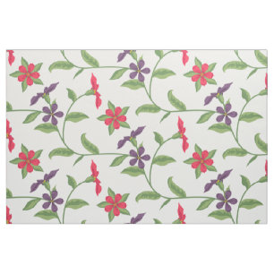 Cute Red & Purple Flowers op Custom Background Col Stof