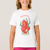 Cute red pygmy seahorse cartoon afbeelding t-shirt (Voorkant)