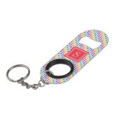 Cute Red Rainbow Polka Dots Monnogram Mini Flessenopener (Voorkant Gekanteld)