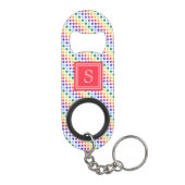 Cute Red Rainbow Polka Dots Monnogram Mini Flessenopener (Achterkant)