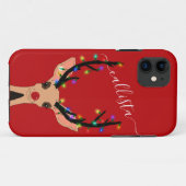 Cute Red Reindeer Deer Glow met kerstverlichting Case-Mate iPhone Case (Achterkant (horizontaal))