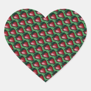 Cute red Ripe Strawberry Fruit Garden Hart Sticker