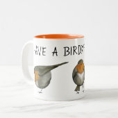 Cute Red robin bird mok illustration (Voorkant links)