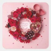 Cute Red Rose Romantic Valentine Sticker Sheet  (Devant)
