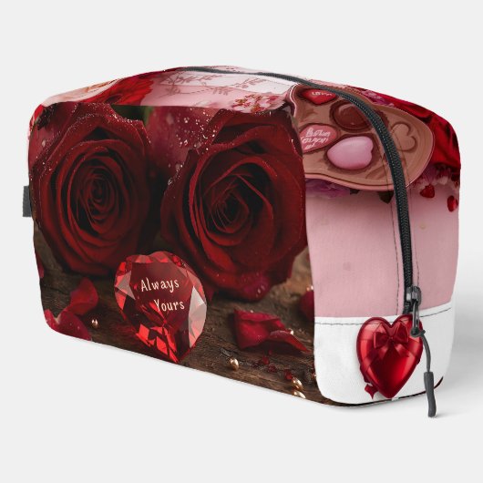 Cute Red Rose Romantic Valentine Zipper Makeup Toilettasje (Rechterhoek)