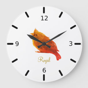 Cute Red Royal Bird on White Grote Klok