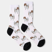 Cute Red Sable Phalène Dog Pattern Hondenliefhebbe Sokken (Rechts)