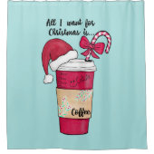 Cute Red Santa Hat Candy Cane kerst Douchegordijn (Voorkant)
