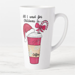 Cute Red Santa Hat Candy Cane kerst Latte Mok
