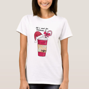 Cute Red Santa Hat Candy Cane kerst T-shirt
