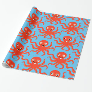 Cute Red Smiling Octopus Thunder_Cove Cadeaupapier