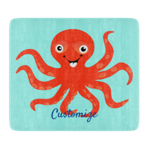 Cute Red Smiling Octopus Thunder_Cove Snijplank