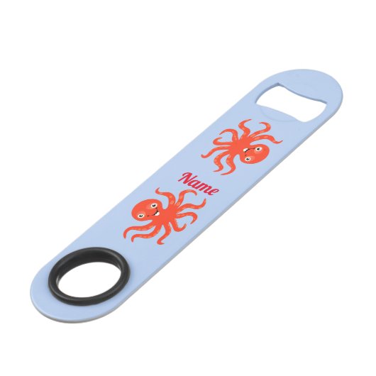 Cute Red Smiling Octopus Thunder_Cove Speed Flessenopener (Achterkant Gekanteld)
