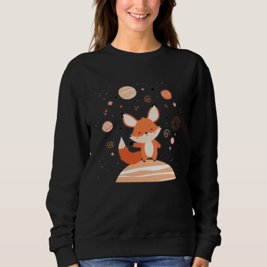 Cute Red Space Fox Float In Space Alone Cosmic Ani Trui (Voorkant)