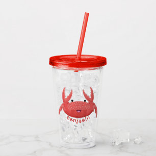 Cute red spotty crab cartoon afbeelding acryl drinkbeker