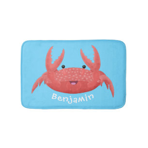 Cute red spotty crab cartoon afbeelding badmat
