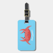 Cute red spotty crab cartoon afbeelding bagagelabel (Voorkant verticaal)