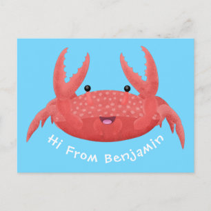 Cute red spotty crab cartoon afbeelding briefkaart