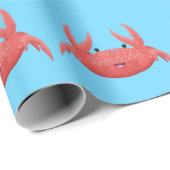 Cute red spotty crab cartoon afbeelding cadeaupapier (Rol Hoek)