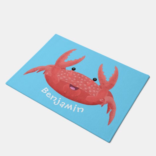 Cute red spotty crab cartoon afbeelding deurmat (Schuin)