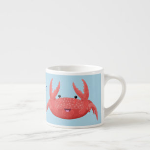 Cute red spotty crab cartoon afbeelding espresso kop