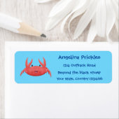 Cute red spotty crab cartoon afbeelding etiket (Insitu)