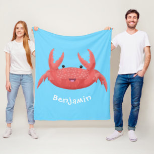 Cute red spotty crab cartoon afbeelding fleece deken