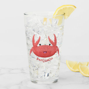 Cute red spotty crab cartoon afbeelding glas