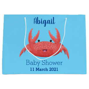 Cute red spotty crab cartoon afbeelding groot cadeauzakje