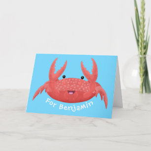 Cute red spotty crab cartoon afbeelding kaart