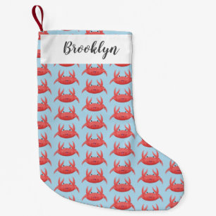 Cute red spotty crab cartoon afbeelding kleine kerstsok