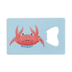 Cute red spotty crab cartoon afbeelding kredietkaart flessenopener