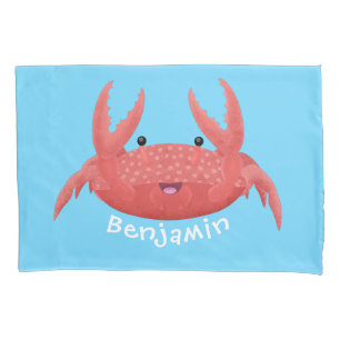 Cute red spotty crab cartoon afbeelding kussensloop