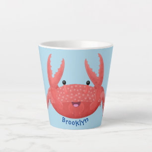 Cute red spotty crab cartoon afbeelding latte mok