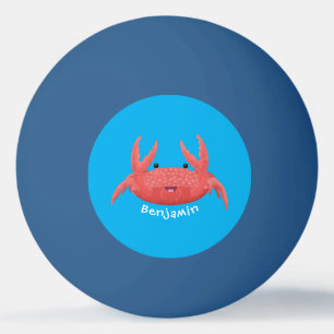 Cute red spotty crab cartoon afbeelding pingpongballen