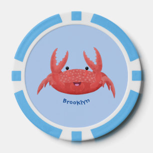 Cute red spotty crab cartoon afbeelding poker chips