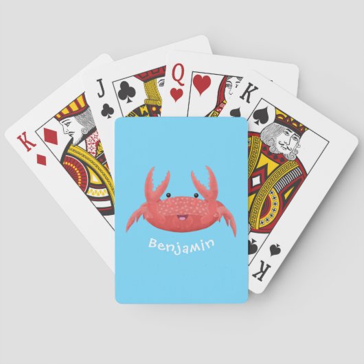 Cute red spotty crab cartoon afbeelding pokerkaarten (Achterkant)