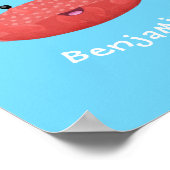 Cute red spotty crab cartoon afbeelding poster (Hoek)