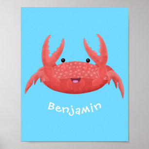 Cute red spotty crab cartoon afbeelding poster