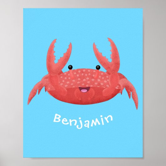 Cute red spotty crab cartoon afbeelding poster (Voorkant)