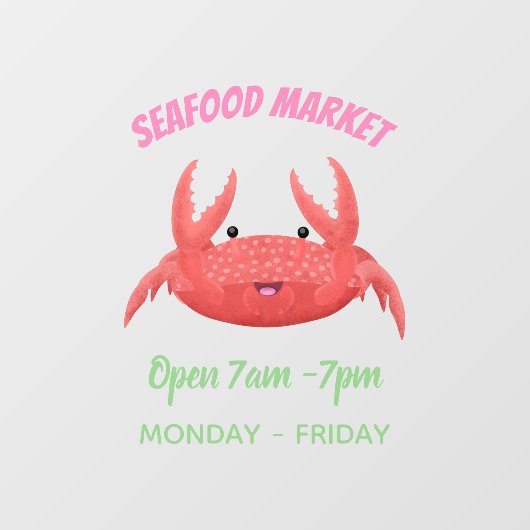 Cute red spotty crab cartoon afbeelding raamsticker (Vel)