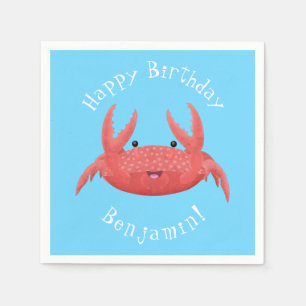 Cute red spotty crab cartoon afbeelding servet