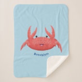 Cute red spotty crab cartoon afbeelding sherpa deken (Voorkant)