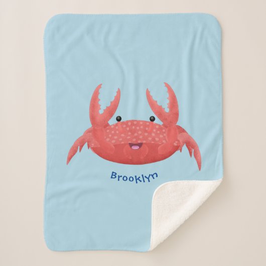 Cute red spotty crab cartoon afbeelding sherpa deken (Voorkant)