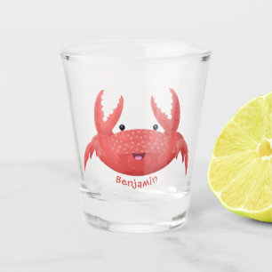 Cute red spotty crab cartoon afbeelding shot glas