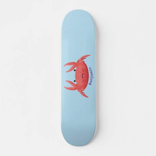 Cute red spotty crab cartoon afbeelding skateboard (Voorkant)