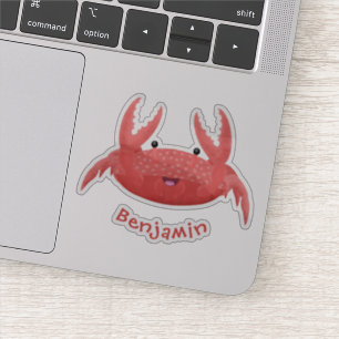 Cute red spotty crab cartoon afbeelding sticker