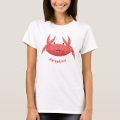 Cute red spotty crab cartoon afbeelding t-shirt (Voorkant)